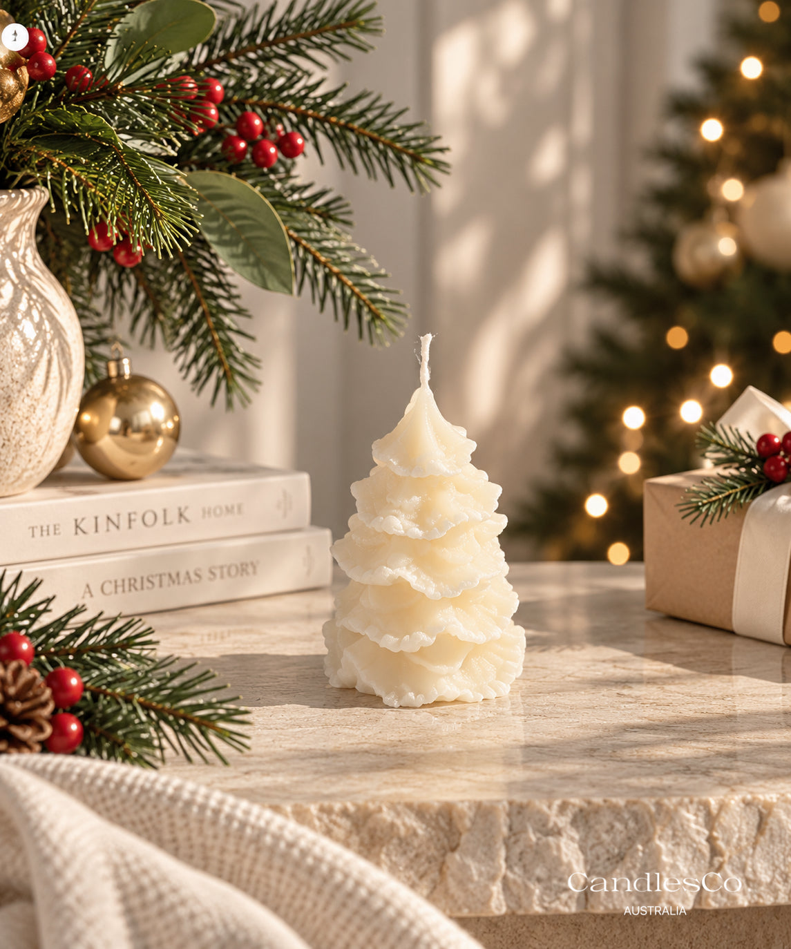 Ruffled Christmas Tree Candle