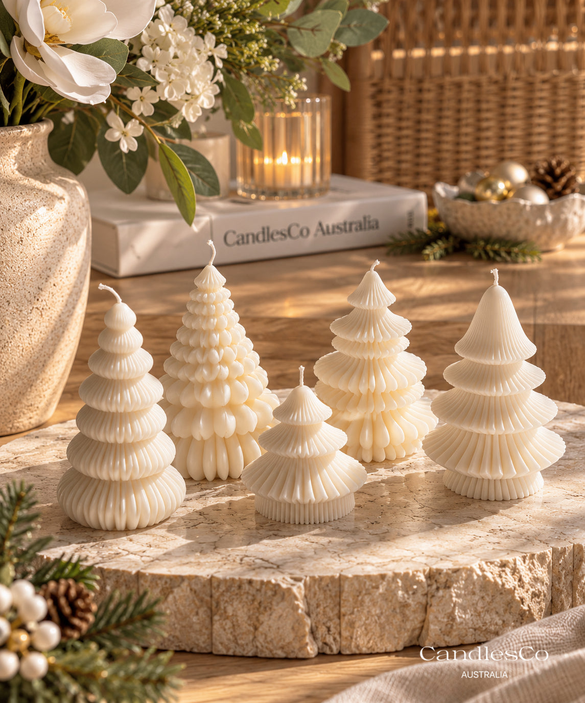 Christmas Tree Candle Collection – 5 Handmade Soy Christmas Tree Designs