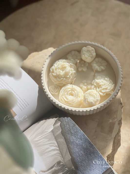 Ribbed Scented Floral Bowl