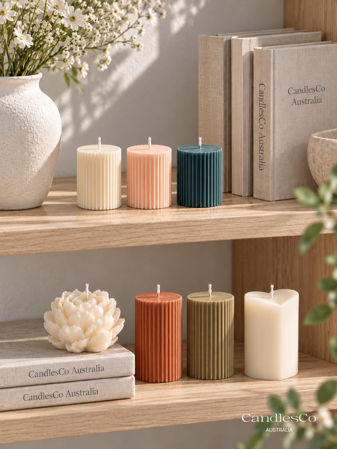 Short Ribbed Pillar Candle – Handmade Fluted Soy Candle