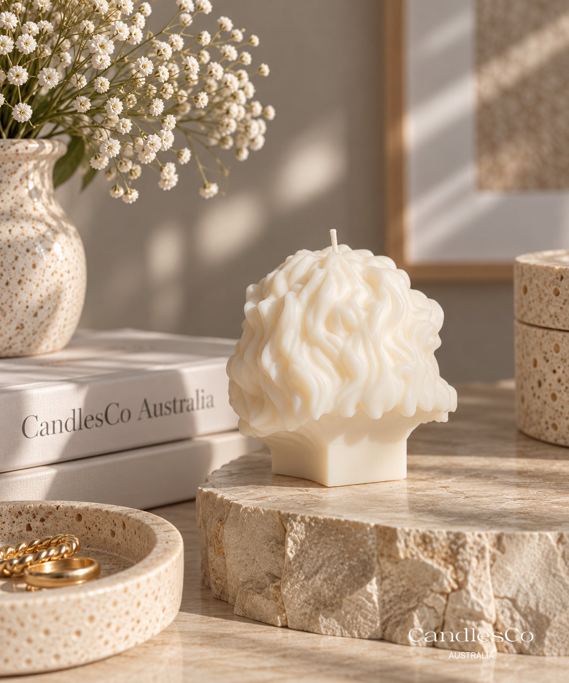 Majestic Lion Head Candle – Handmade Unscented Soy Wax Candle | Lion Sculpture & Modern Home Décor