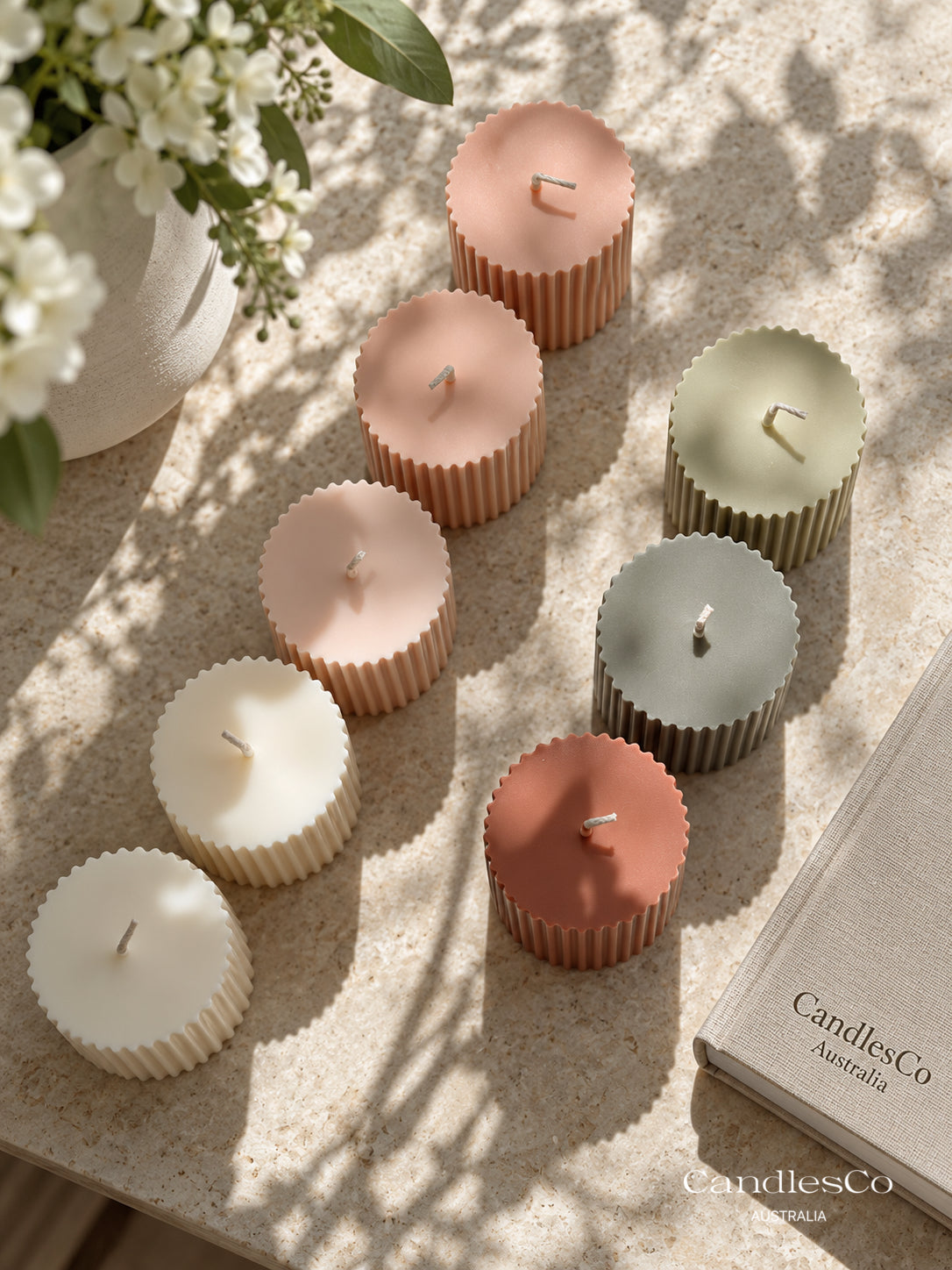 Short Ribbed Pillar Candle – Handmade Fluted Soy Candle