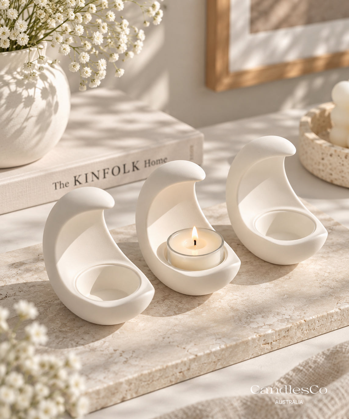 Crescent Moon Tealight Candle Holder | Handmade Moon Candle Holder