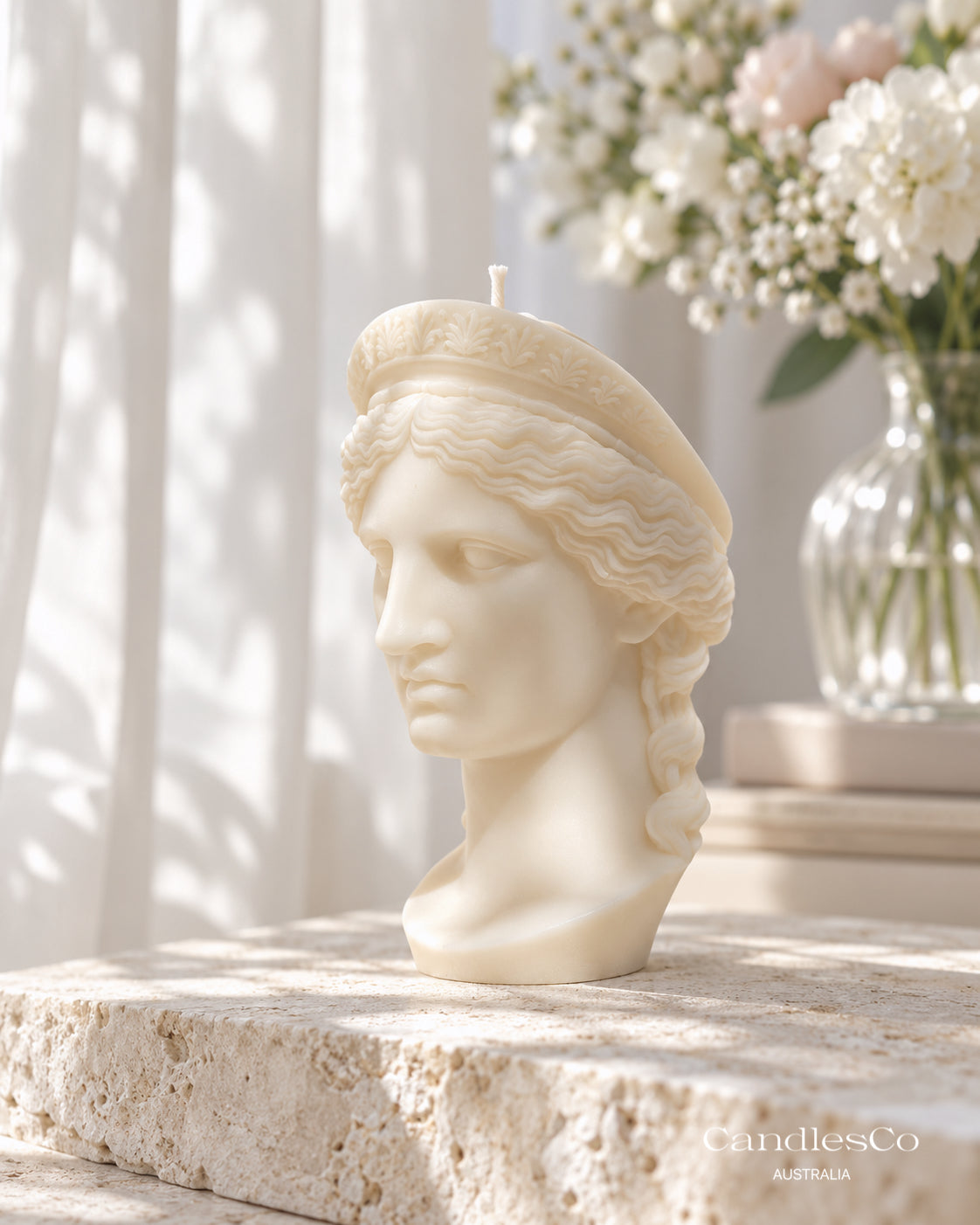 Greek Goddess Bust Candle – Sculptural Soy Wax Decor Candle