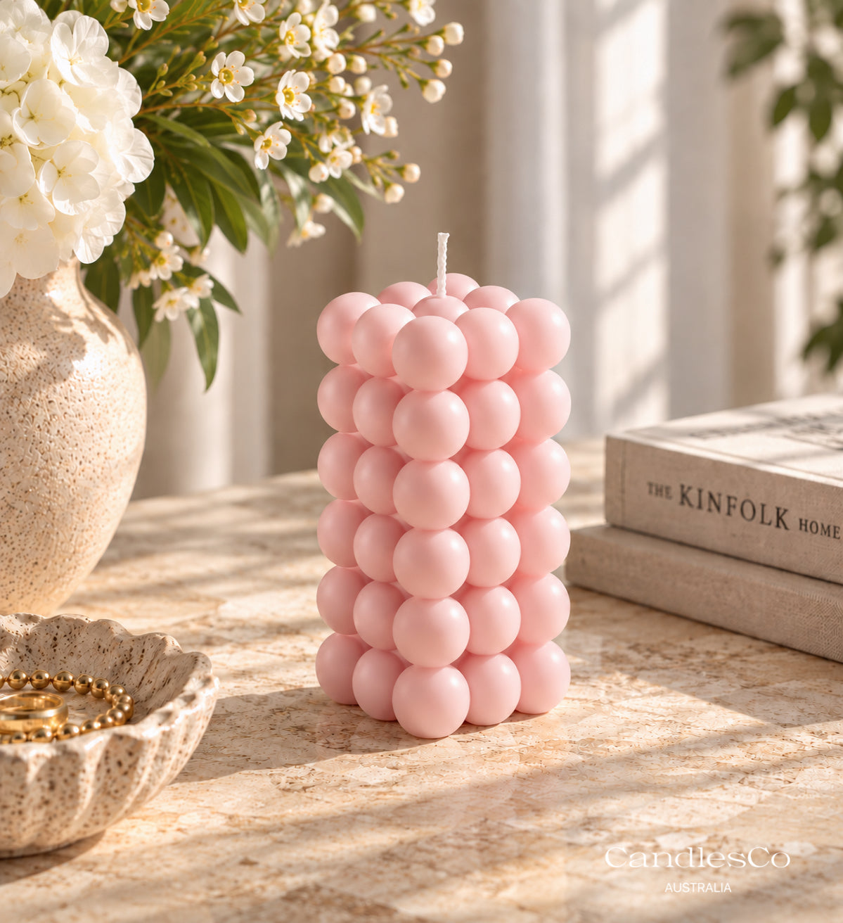 Bubble Pillar Candle – Handmade Sculptural Soy Wax Candle