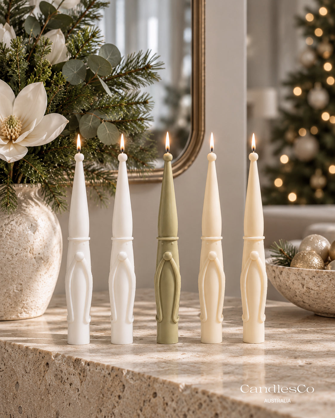 Christmas Gnome Taper Candle – Handmade Unscented Soy Wax Candle
