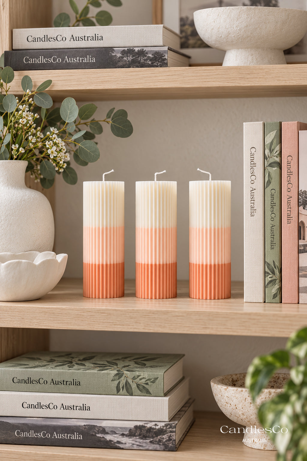 Ombre Ribbed Pillar Candle – Handmade Fluted Soy Candle | Modern Home Décor