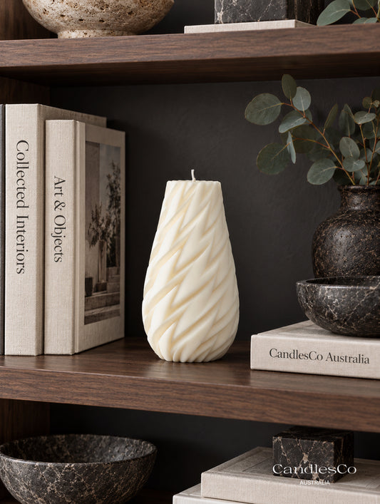 Twisted Teardrop Candle – Handmade Spiral Ribbed Soy Candle | Modern Sculptural Home Décor