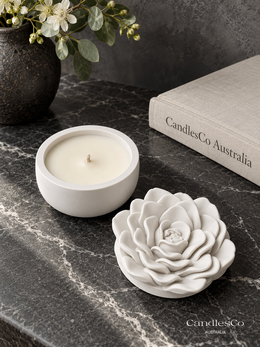 Peony Flower Candle Vessel – Handmade Scented Soy Candle | Floral Home Décor & Gift