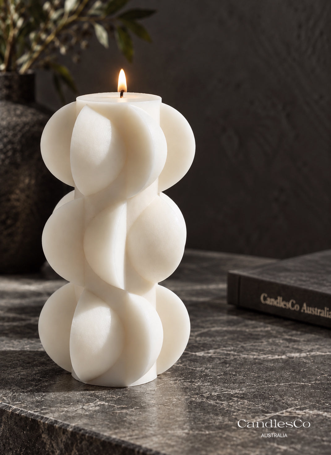 Abstract Bubble Pillar Candle – Handmade Geometric Sculptural Soy Candle