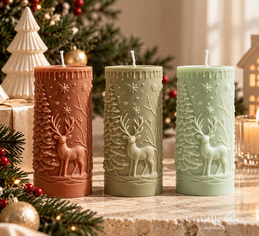 Christmas Reindeer Pillar Candle
