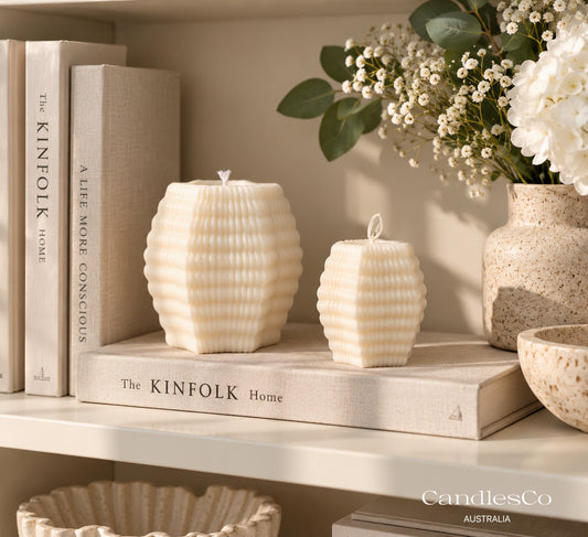 Wavy Ribbed Pillar Candle