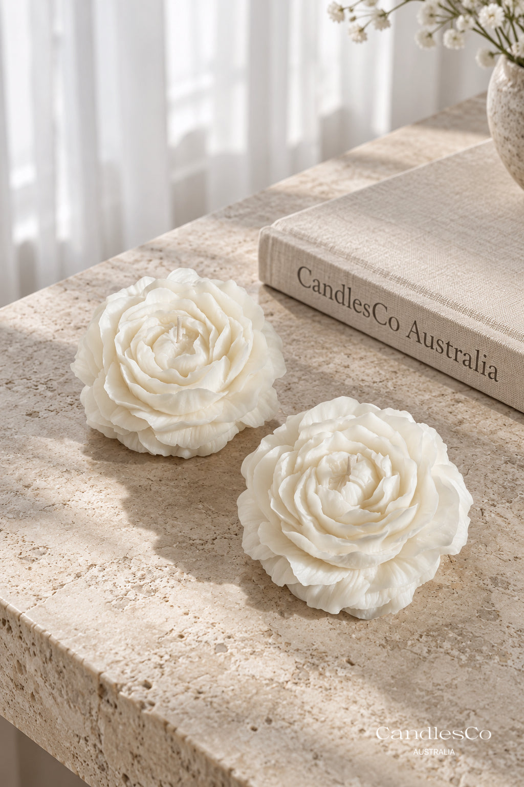 Peony Flower Candle – Handmade Sculptural Soy Candle