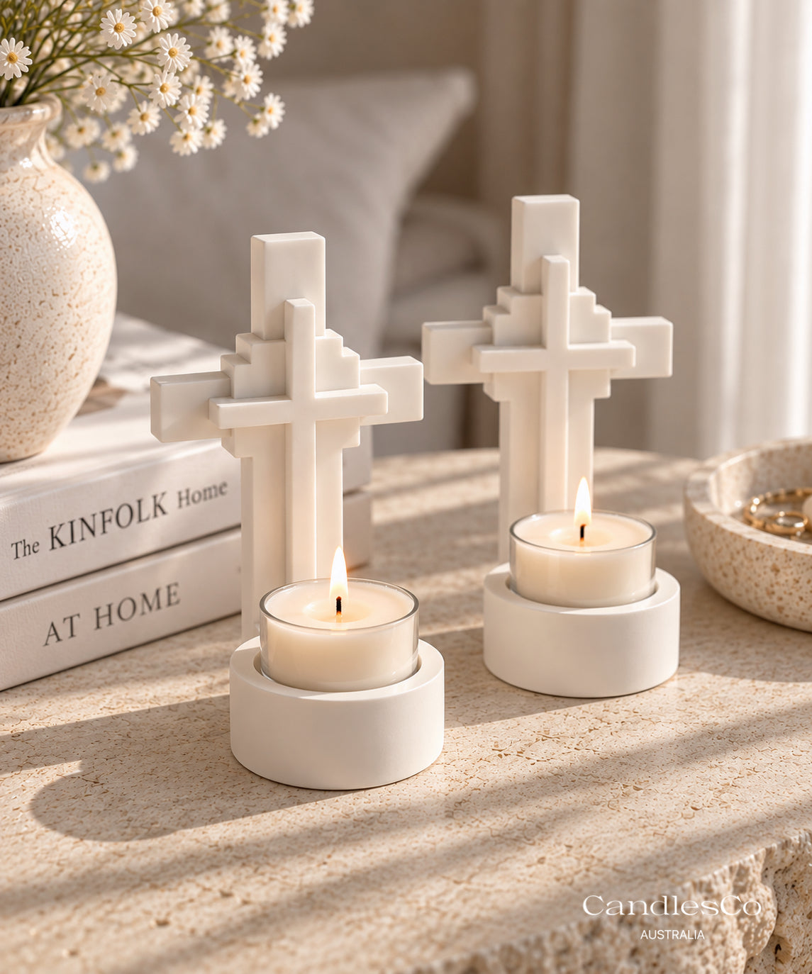Cross Tealight Candle Holder | Christian Religious Candle Holder