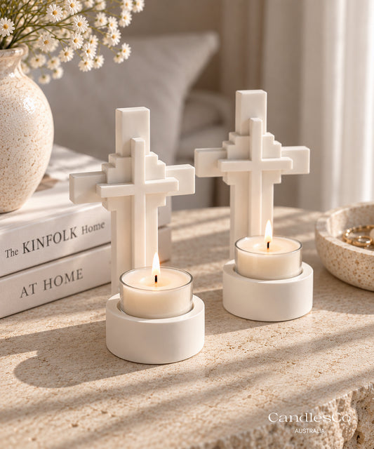 Cross Tealight Candle Holder | Christian Religious Candle Holder