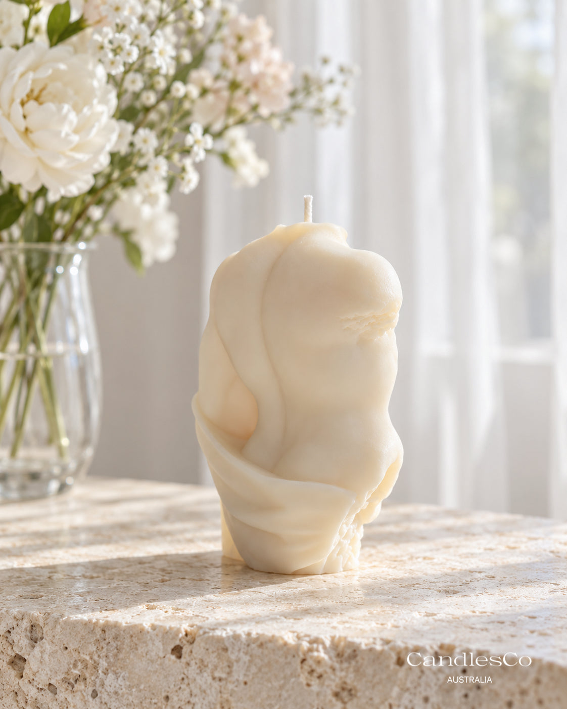 David Male Torso Candle – Greek Statue Sculptural Soy Candle