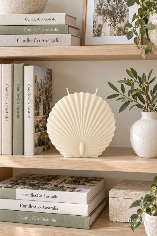 Scallop Shell Candle – Handmade Seashell Sculptural Soy Candle | Coastal Home Décor
