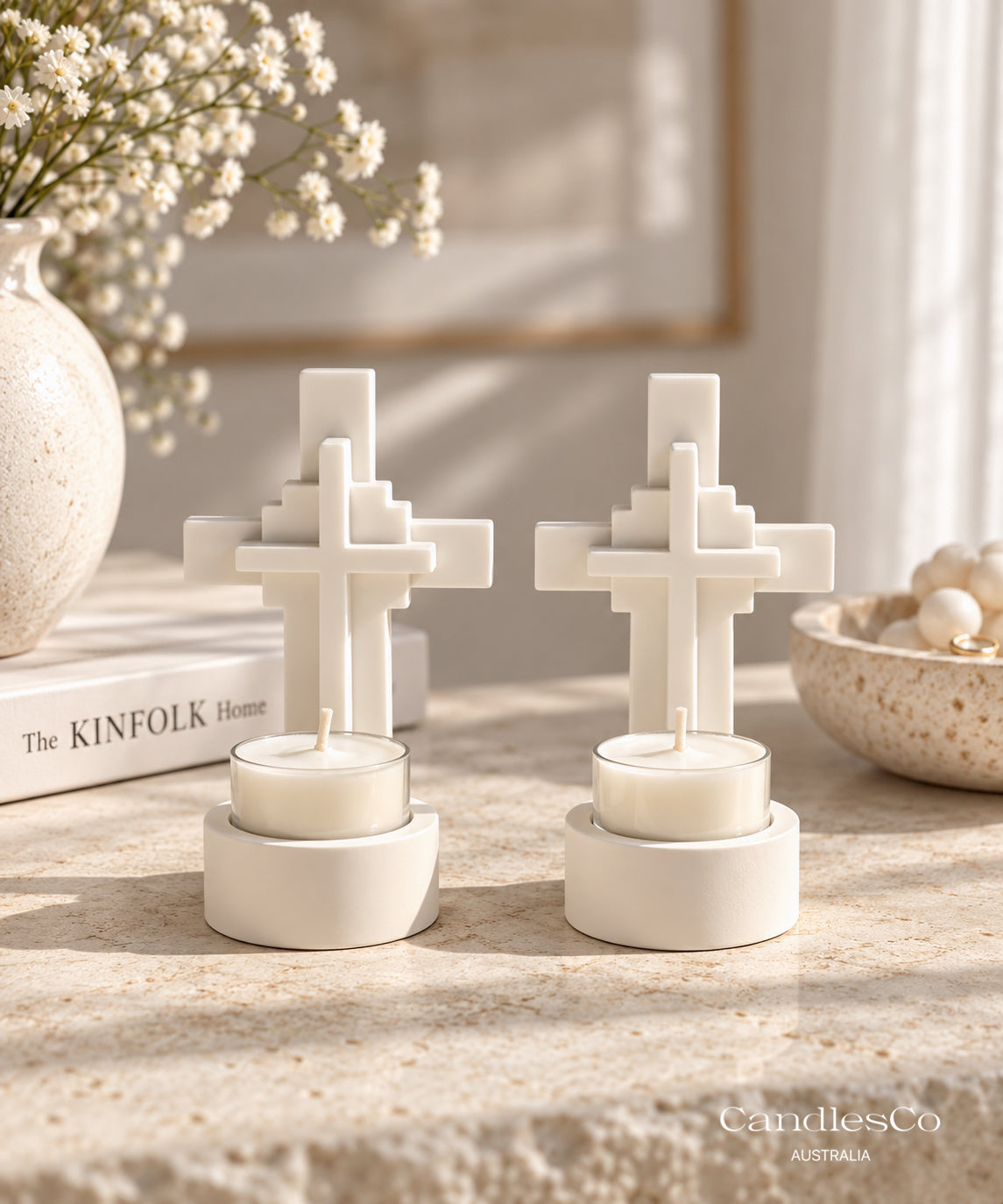 Cross Tealight Candle Holder | Christian Religious Candle Holder