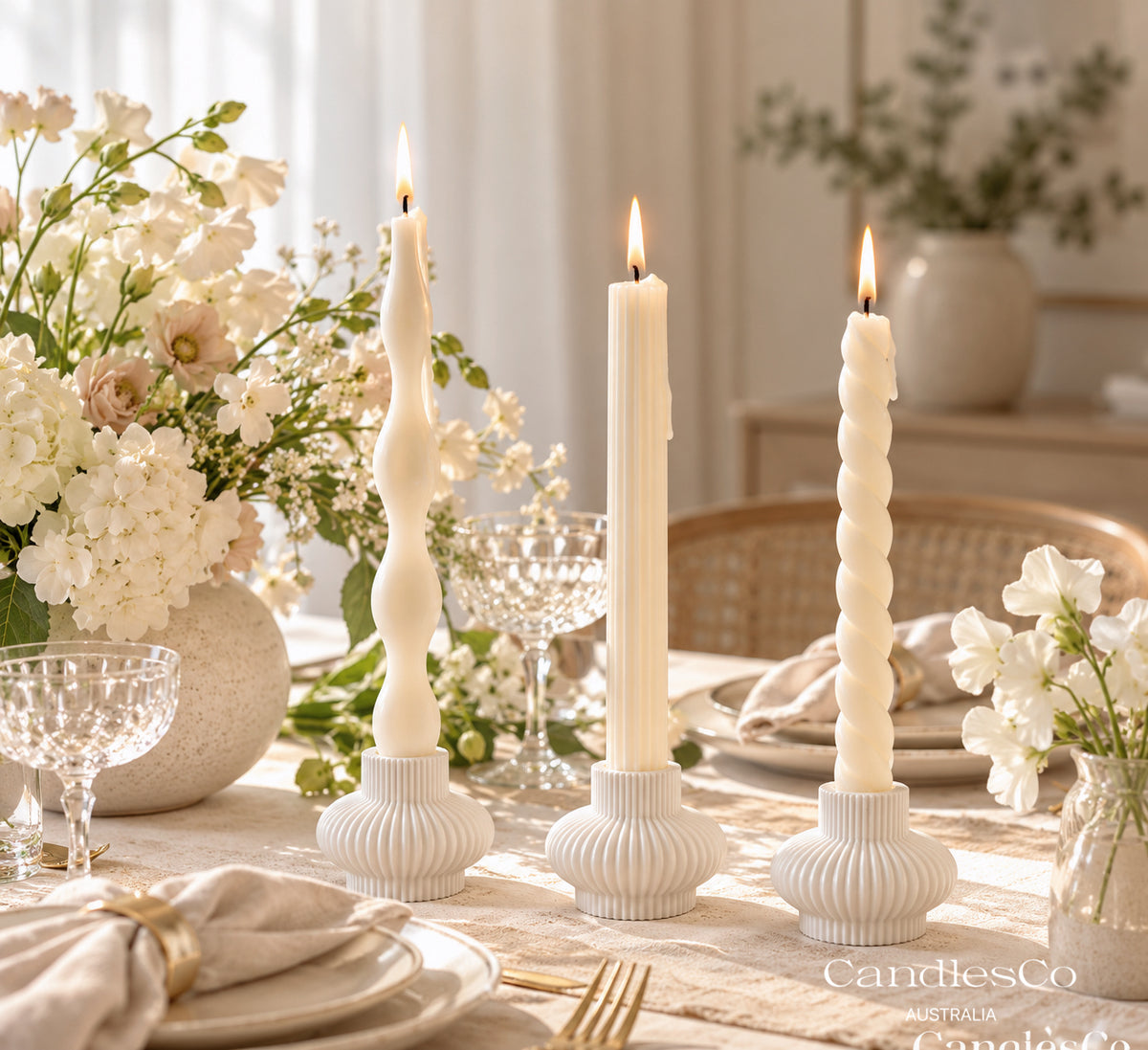 Ribbed Candlestick Holder | Handmade Taper Candle Holder