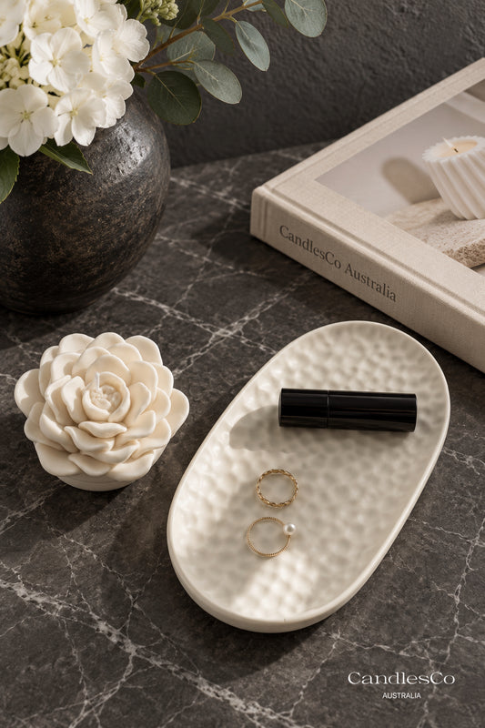 Textured Oval Trinket Tray | Handmade Jewellery & Vanity Tray