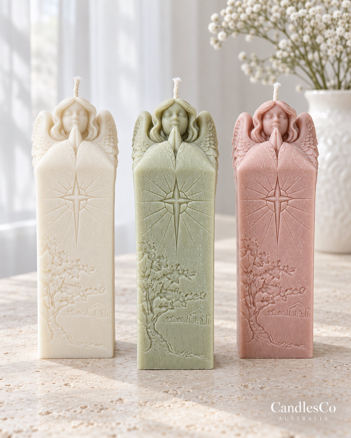 Praying Angel Candle – Handmade Unscented Soy Wax Religious Candle