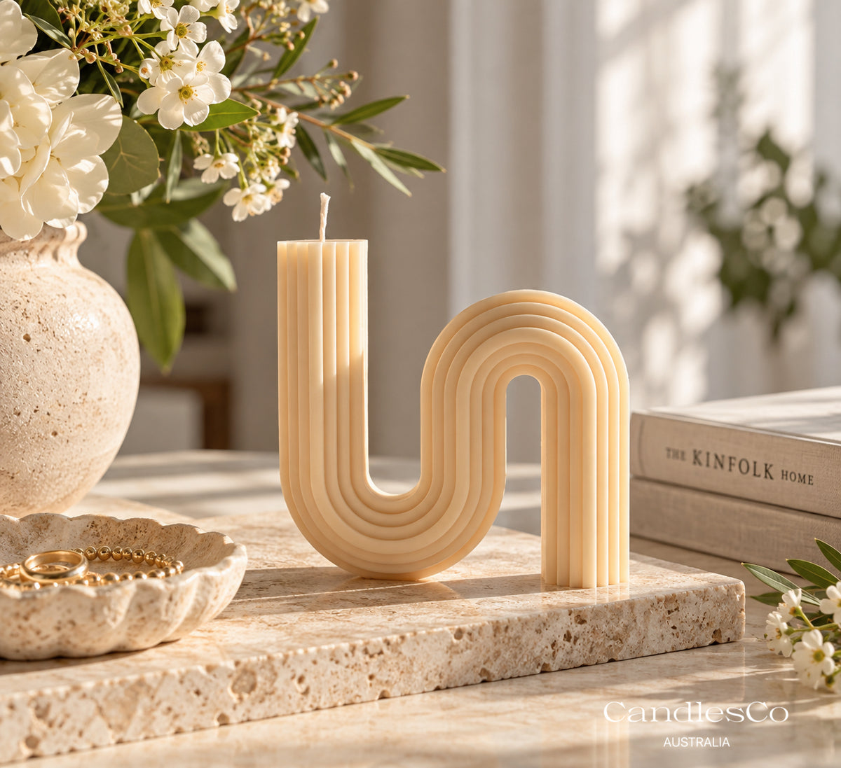 Wavy Rainbow Candle – Handmade Sculptural Soy Wax Statement Candle