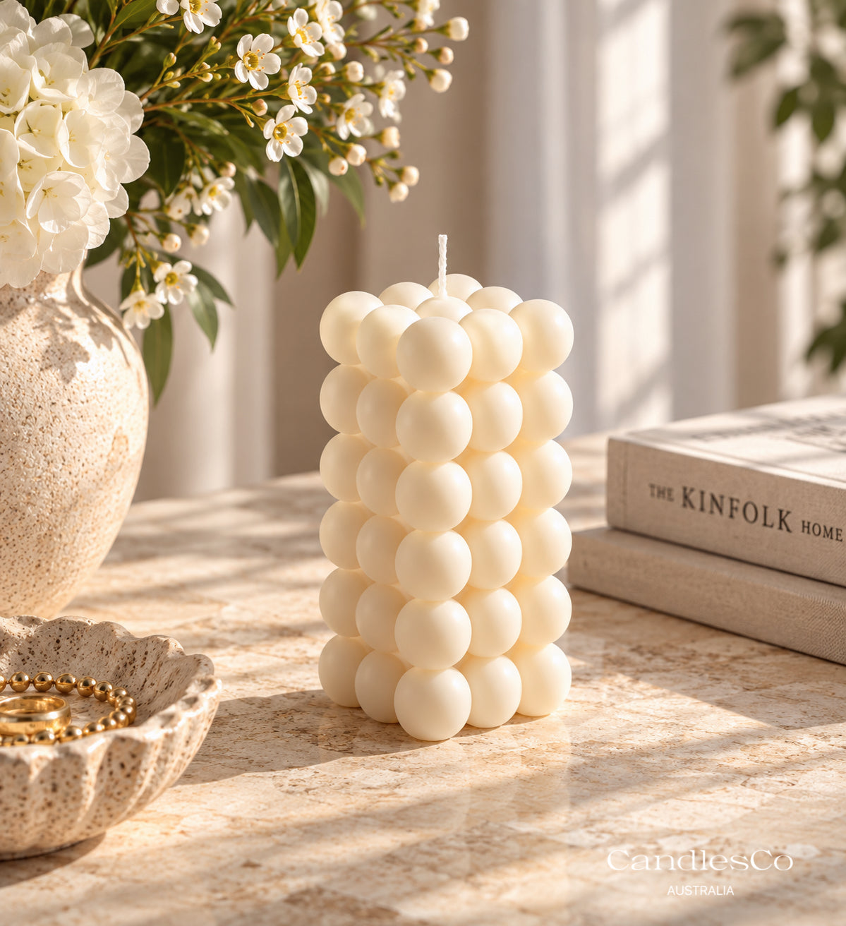Bubble Pillar Candle – Handmade Sculptural Soy Wax Candle