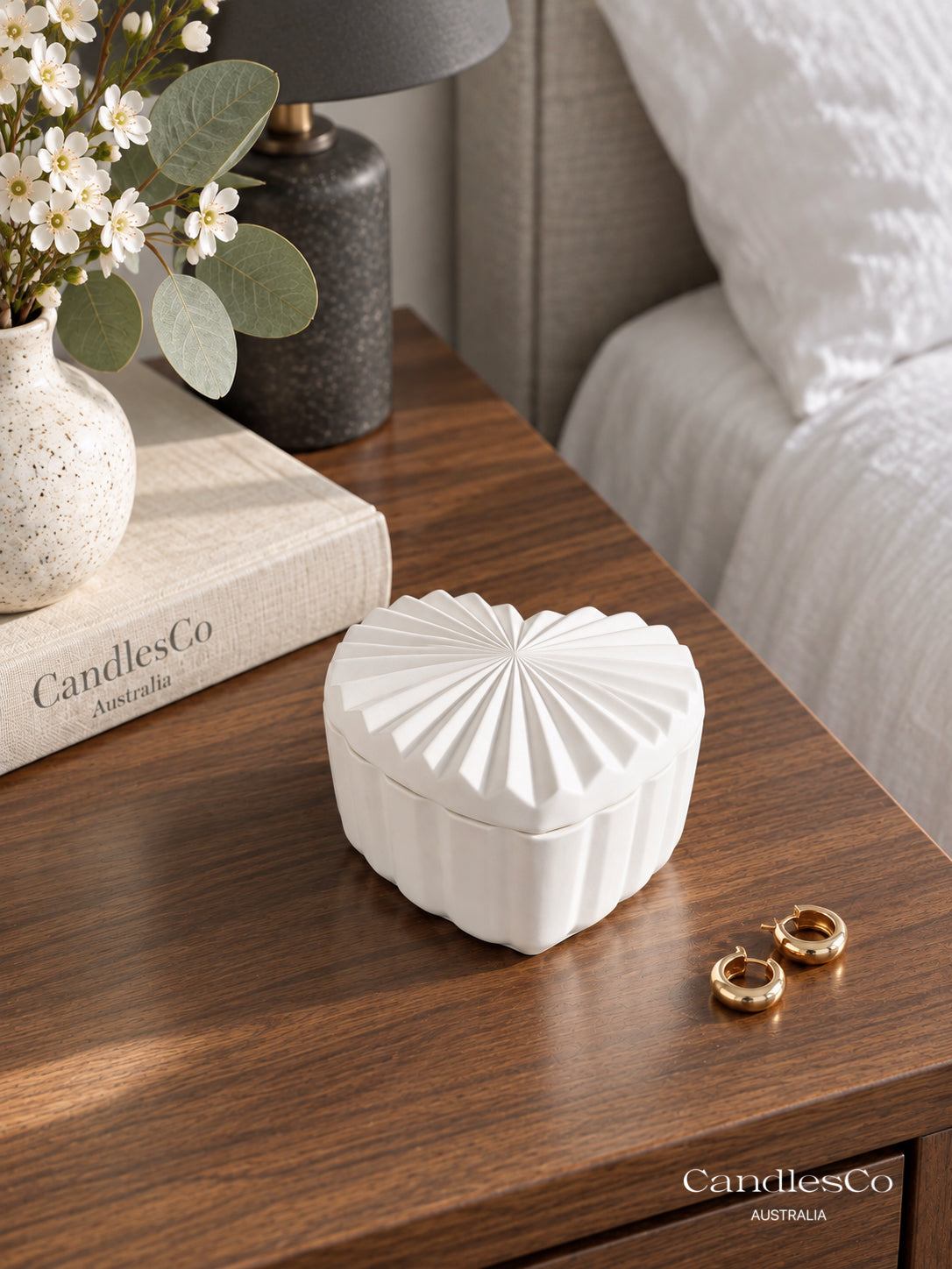 Ribbed Heart Trinket Box with Lid | Handmade Jewellery Keepsake Box