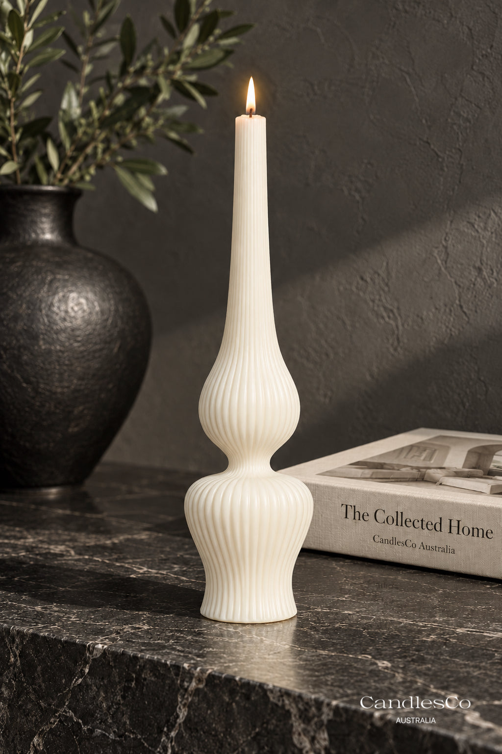 Fluted Sculptural Spire Candle – Handmade Architectural Soy Candle