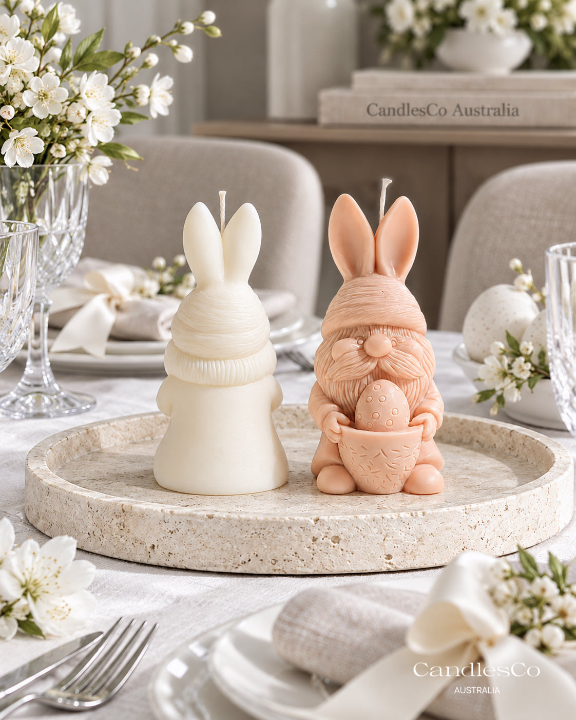 Easter Bunny Gnome with Egg Candle – Handmade Unscented Soy Wax Candle | Easter Decorations & Gifts