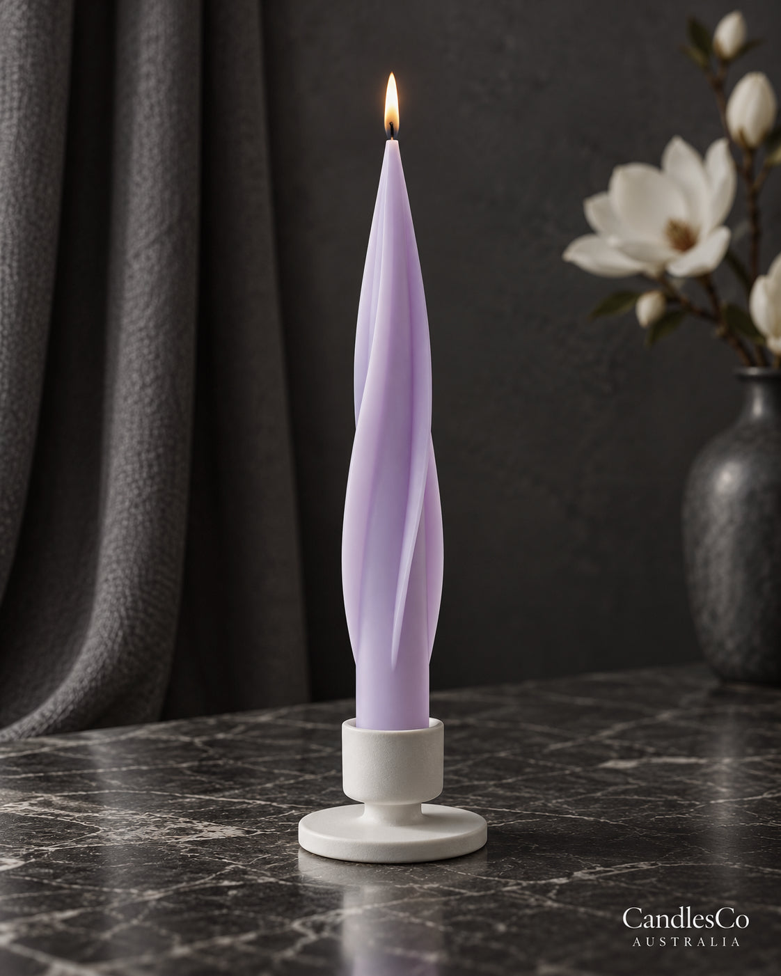 Twisted Taper Candle – Handmade Unscented Soy Wax Candle
