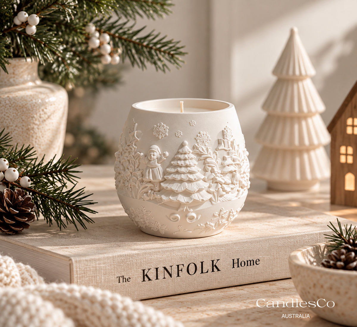 Christmas Village Scented Candle – Handmade Christmas Vessel Candle