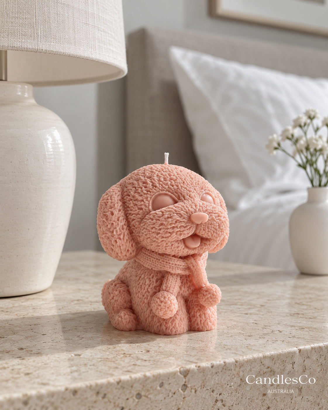 Cute Puppy Dog Candle – Handmade Unscented Soy Wax Candle