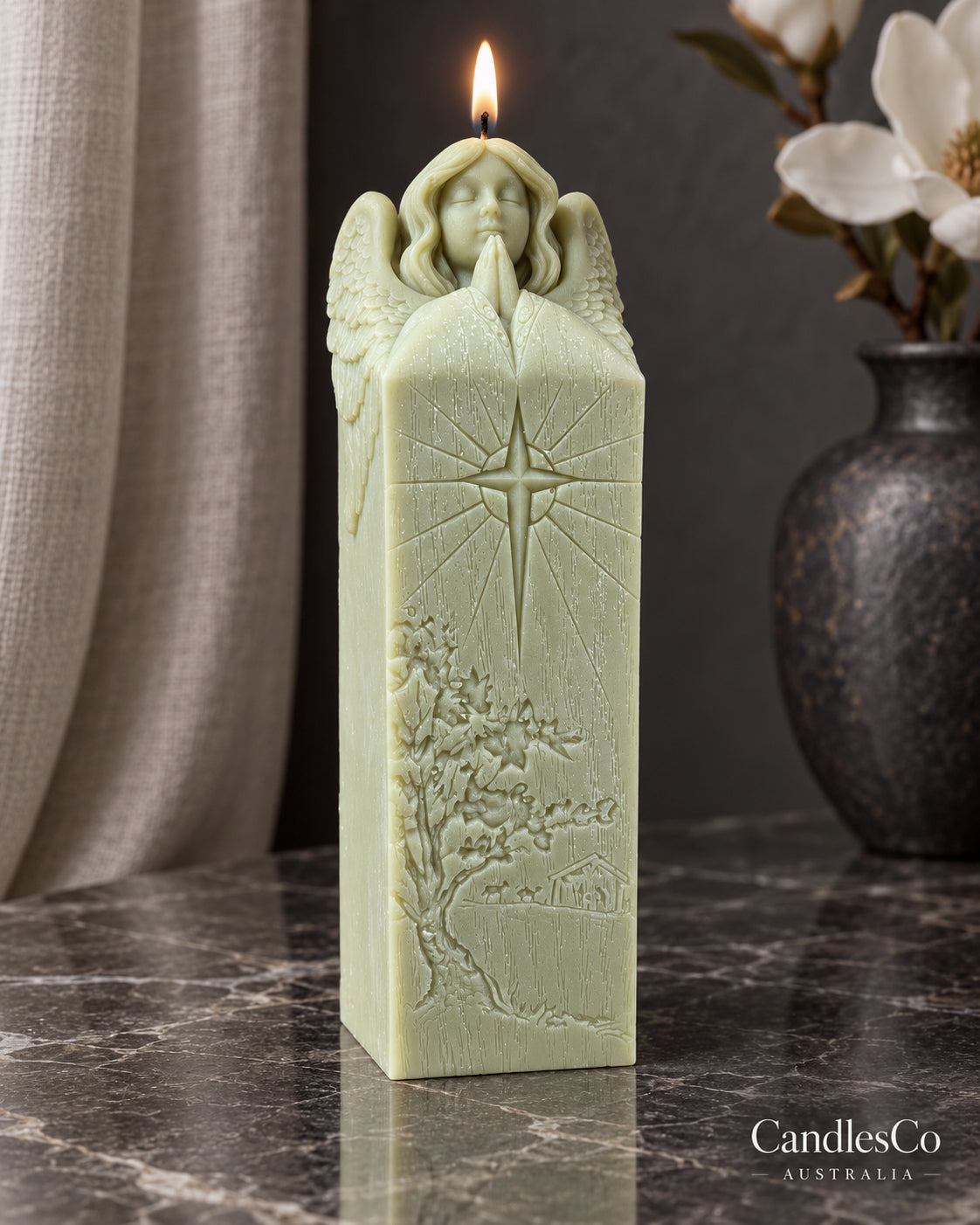 Praying Angel Candle – Handmade Unscented Soy Wax Religious Candle