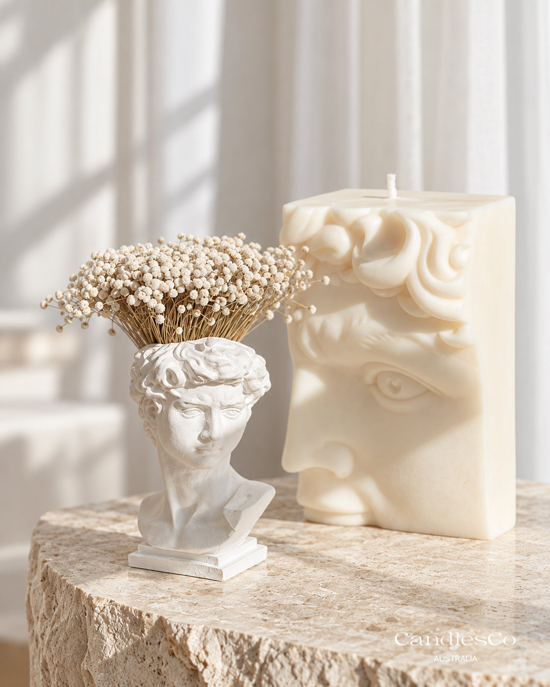 David Face Candle – Handmade Michelangelo Sculptural Soy Wax Candle