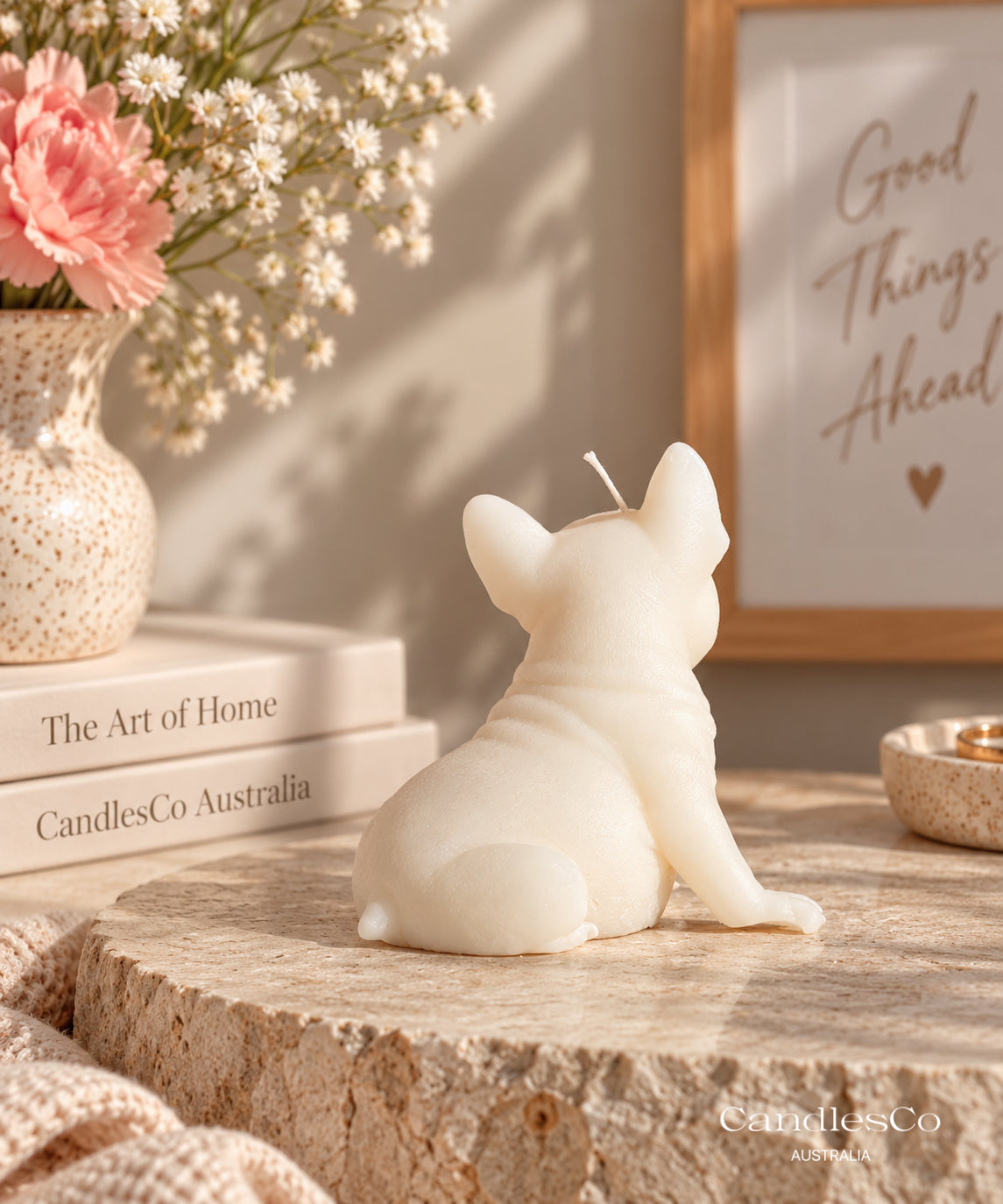 French Bulldog Puppy Candle – Handmade Unscented Soy Wax Dog Candle | Frenchie Lover Gift & Home Décor