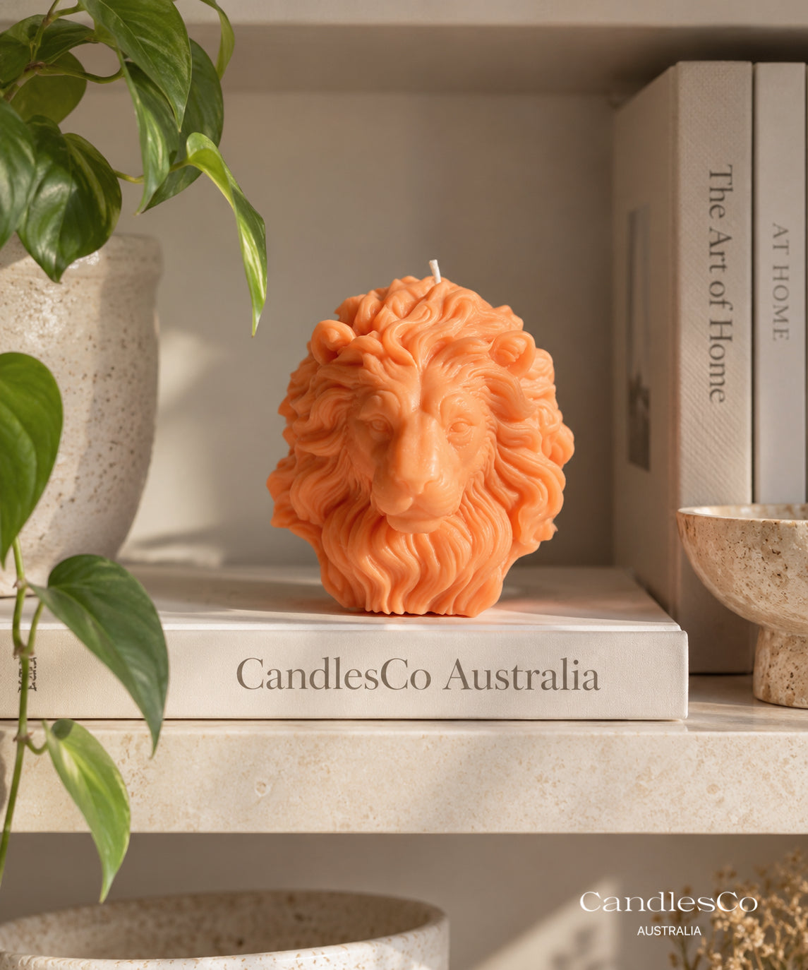 Majestic Lion Head Candle – Handmade Unscented Soy Wax Candle | Lion Sculpture & Modern Home Décor