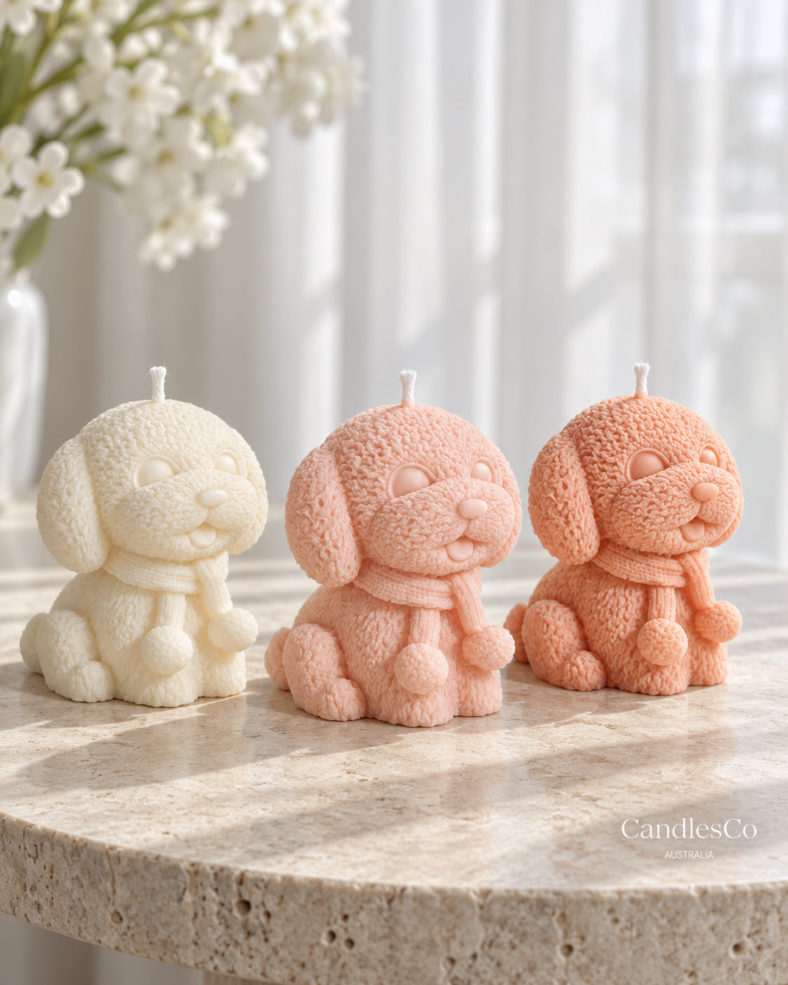 Cute Puppy Dog Candle – Handmade Unscented Soy Wax Candle