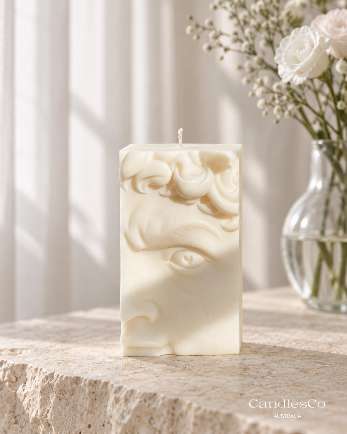 David Face Candle – Handmade Michelangelo Sculptural Soy Wax Candle