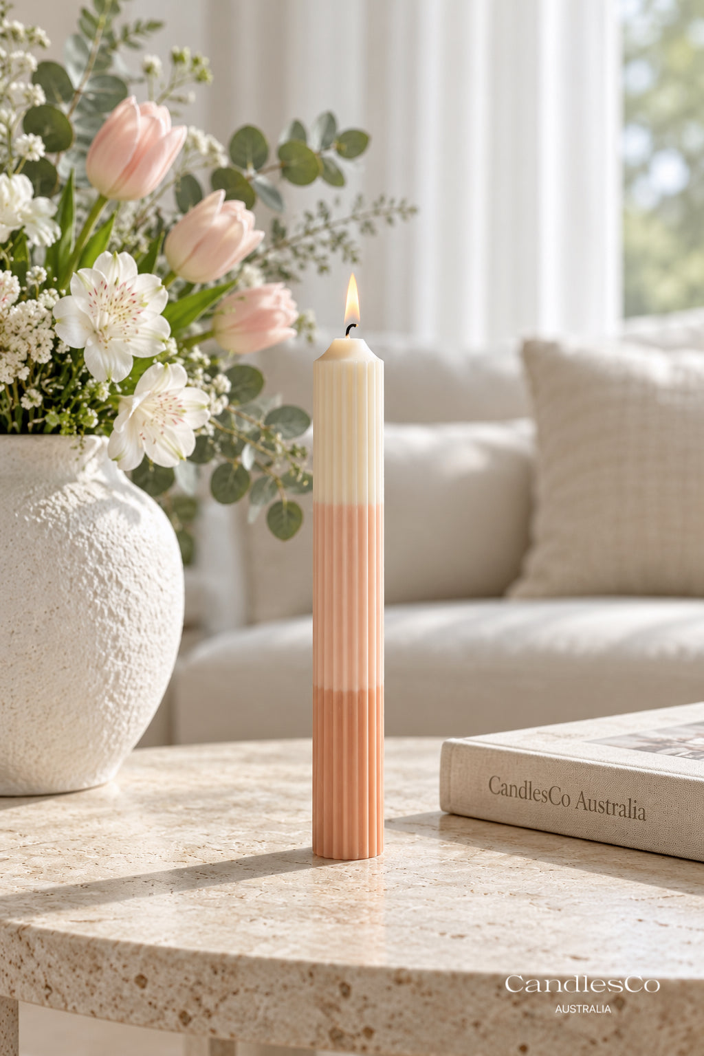 Ribbed Taper Candle – Handmade Fluted Soy Candle | Wedding & Table Décor