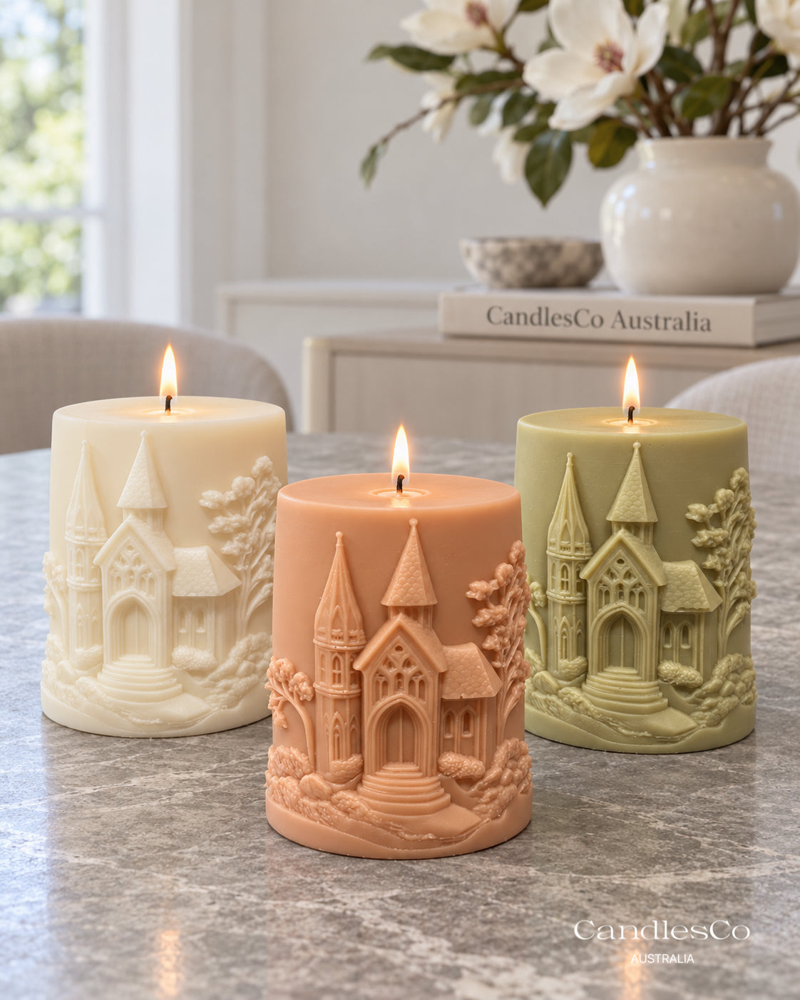 Church Pillar Candle – Handmade Unscented Soy Wax Candle
