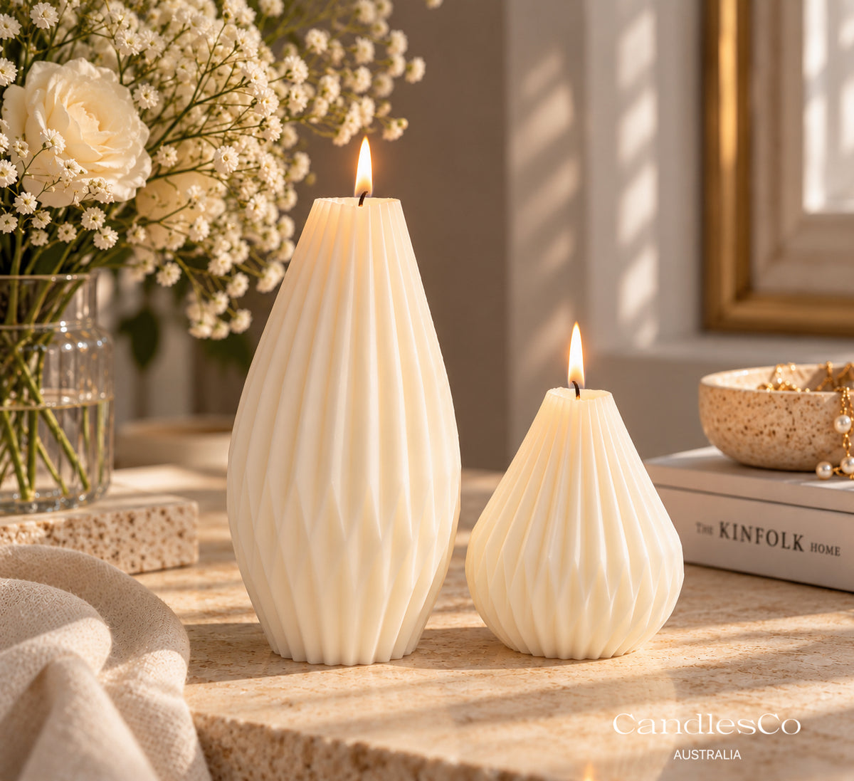 Modern Pleated Pillar Candle