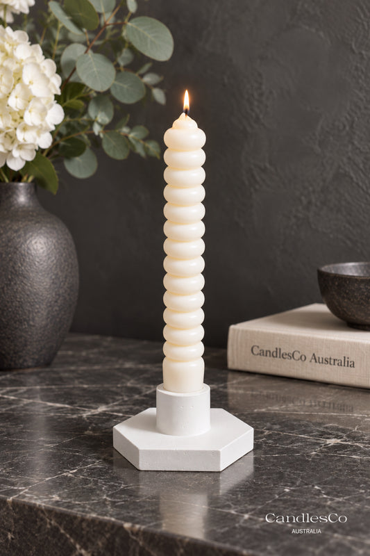 Stacked Bubble Taper Candle – Handmade Ribbed Soy Wax Candle | Modern Sculptural Home Décor