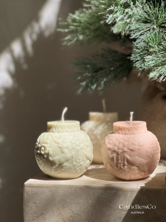 Christmas Reindeer Bauble Candle