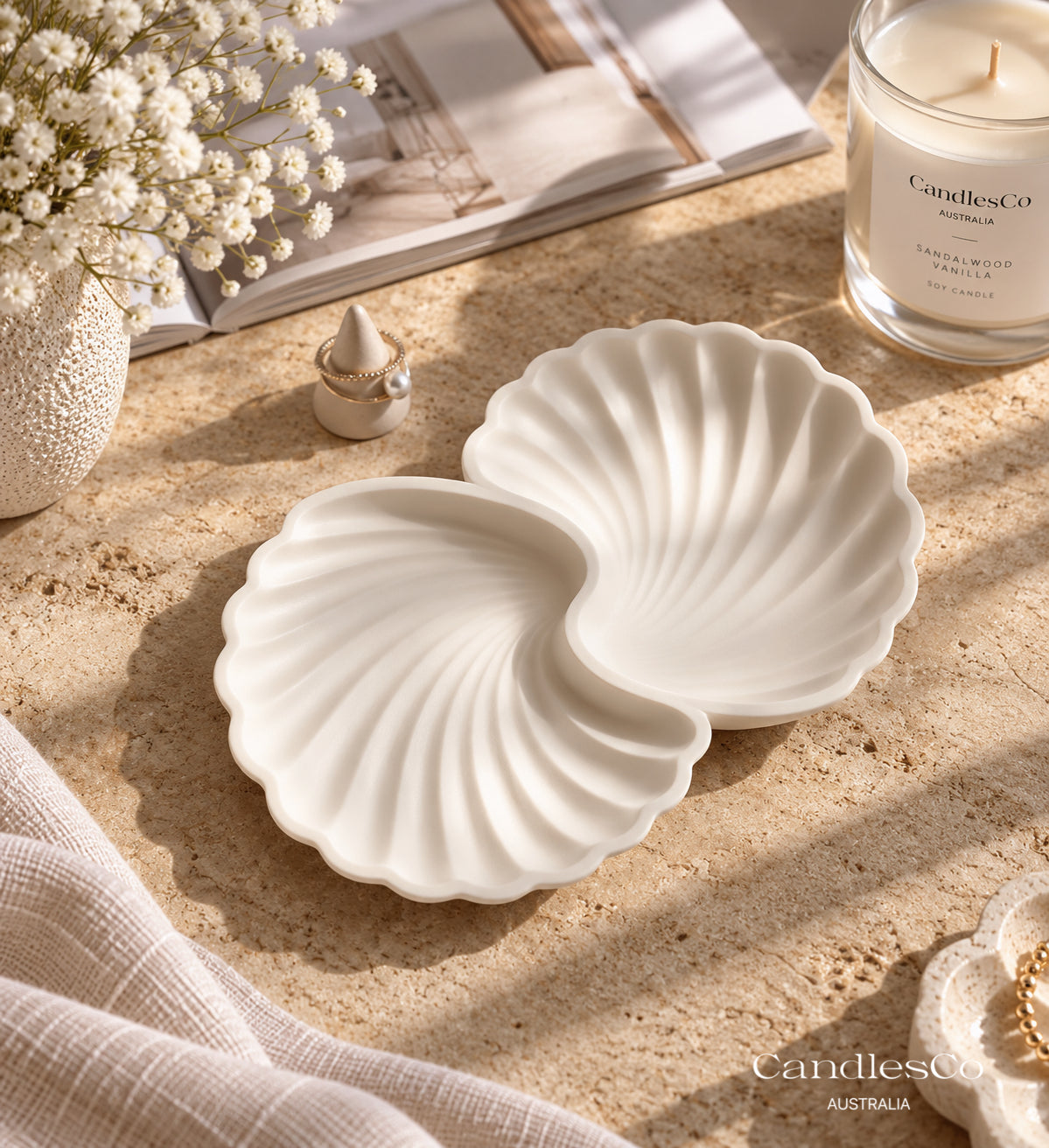 Double Shell Trinket Dish | Handmade Jewellery Tray