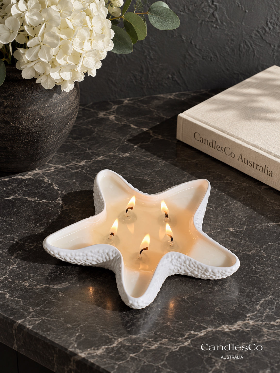 Starfish Candle Bowl – Handmade 6 Wick Scented Soy Candle | Coastal Home Décor
