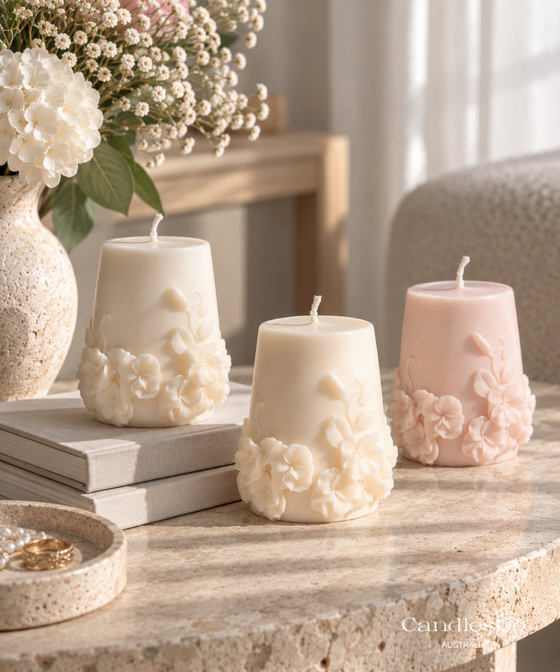 Blossom Floral Pillar Candle