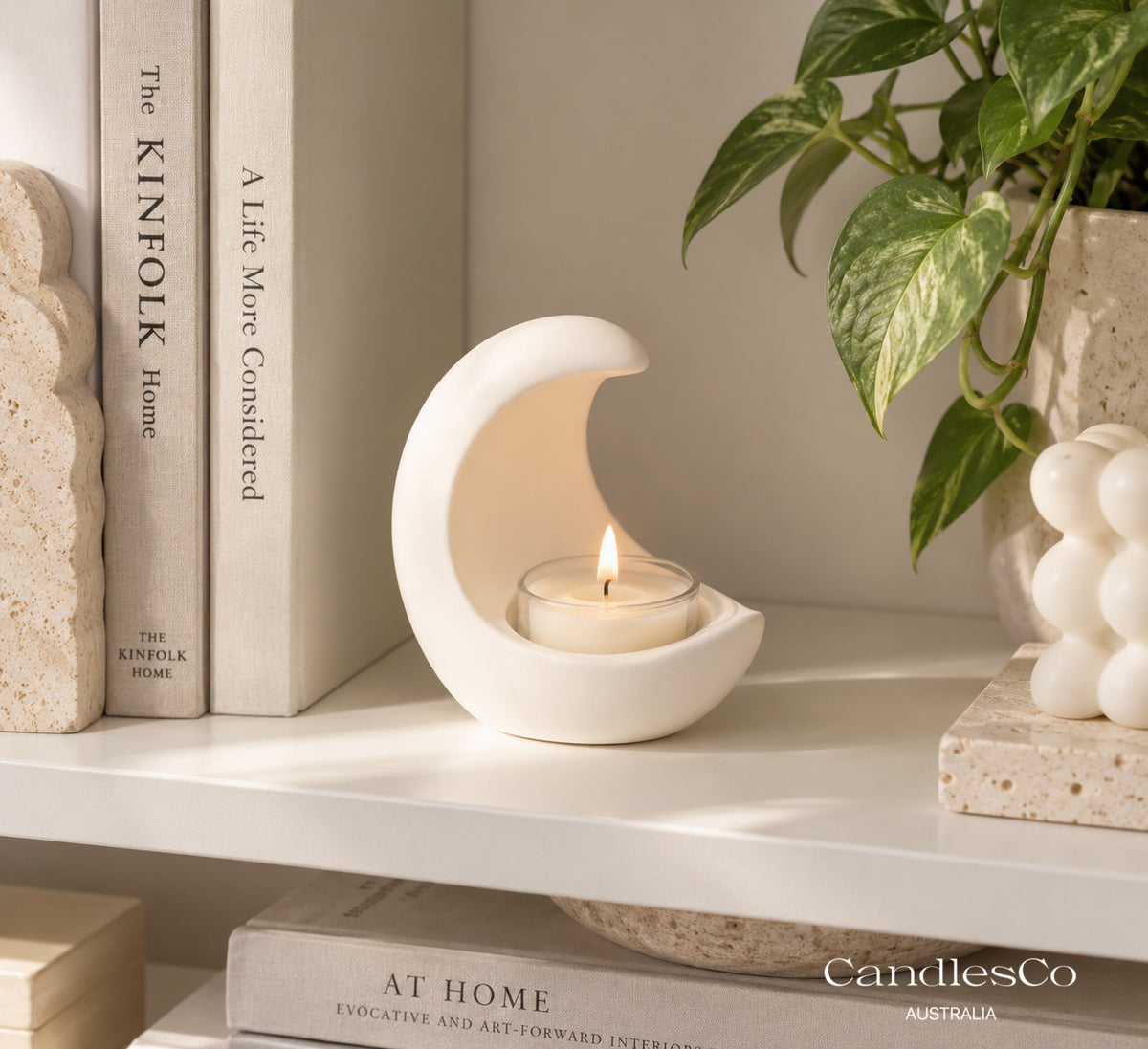 Crescent Moon Tealight Candle Holder | Handmade Moon Candle Holder