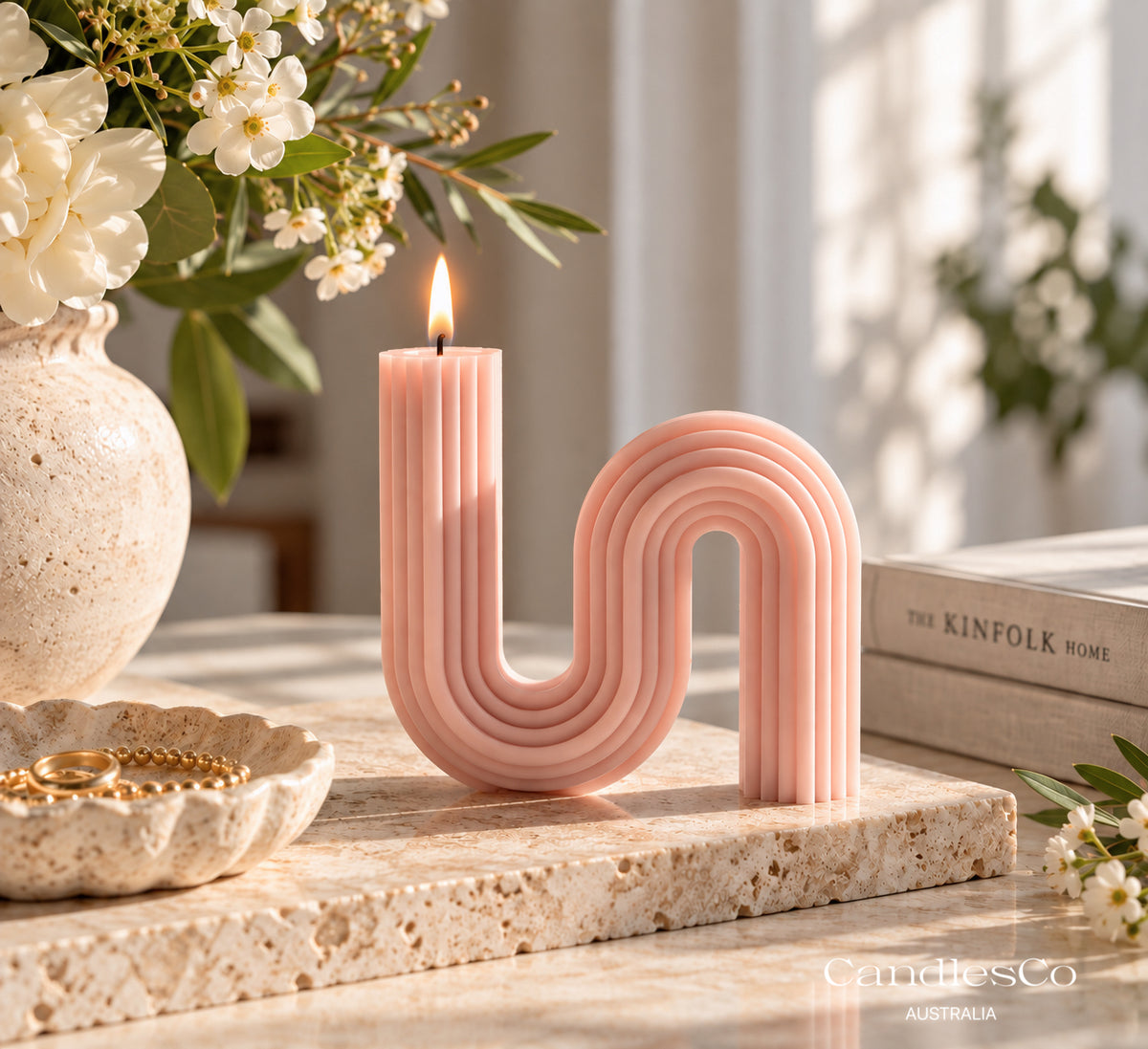 Wavy Rainbow Candle – Handmade Sculptural Soy Wax Statement Candle