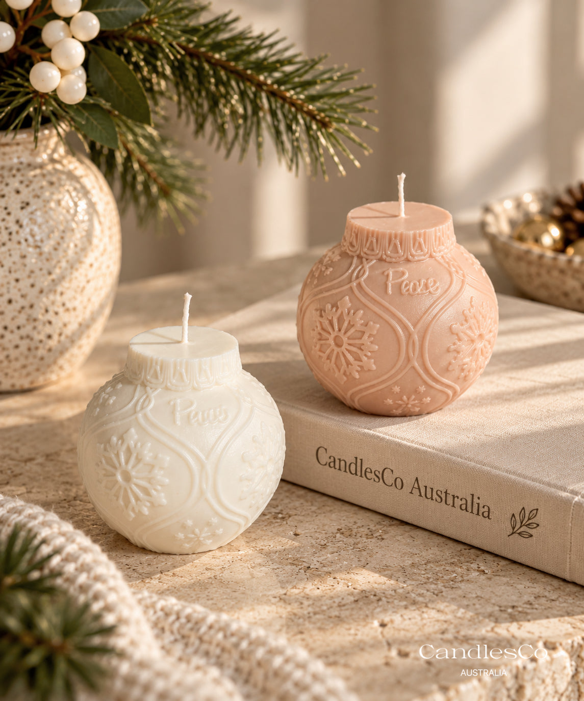 Christmas Bauble Candle – Peace & Love Soy Ornament Candle